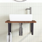 Basin Shelf Wall Mounted Steel and Solid Wood Oak 3302487