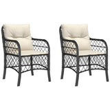 Garden Chairs with Cushions 2 pcs Black Poly Rattan 365152