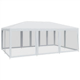 Party Tent with 10 Mesh Sidewalls White 6x4 m HDPE 4010066