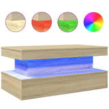 Coffee Table with LED Lights Sonoma Oak 90x50x40 cm 839849