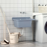 Sink Washbasin for Wall Mounting Grey 60x40x28 cm Resin 4002798
