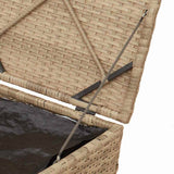 Cushion Box with Storage Beige 50 x 50 x 50 cm Poly Rattan 365412