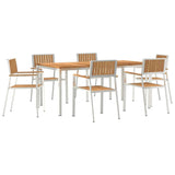 Outdoor Dining Set 7 pcs Solid Teak Wood and Stainless Steel 3334802