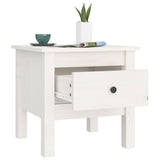 Side Table White 40x40x39 cm Solid Wood Pine 813786