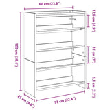 ZNTS Shoe Rack White 60x25x81 cm Engineered Wood 859878