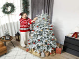 6 ft Artificial Flocked Christmas Tree with 1182 Branches, Hinged Xmas Tree with Foldable Metal T3398P424884