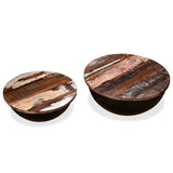 ZNTS Coffee Table Set 2 Pieces Solid Reclaimed Wood Black Bowl Shape 245257