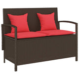Garden Storage Bench with Cushion Brown Poly Rattan 4104217