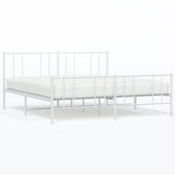 Metal Bed Frame without Mattress with Footboard White 180x200cm 352551