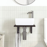 Basin Shelf Wall Mounted Steel and Solid Wood Oak 3302579