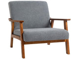 Armchair with Wide Seat, Boucle Accent Chair, Thick Padded Occasional Chair with Solid Wood Frame T3398P329454