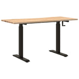 Desk with Storage Black and Natural 140 x 60 cm Solid Oak Wood 3426552