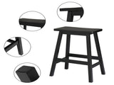2pcs Pine Wood Saddle Seat Bar Stool Black 02885739