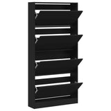 Shoe Cabinet with 4 Flip-Drawers Black 80x21x163.5 cm 3214365