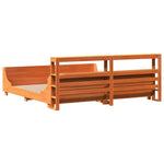 ZNTS Bed Frame without Mattress Wax Brown 200x200 cm Solid Wood Pine 3306449