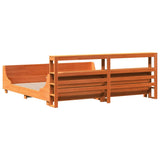ZNTS Bed Frame without Mattress Wax Brown 200x200 cm Solid Wood Pine 3306449