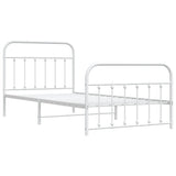Metal Bed Frame without Mattress with Footboard White 107x203cm 352641