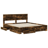 Bed Frame with Drawer Smoked Oak 180 x 200 cm Engineered Wood 3408233