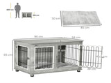 Dog Crate Furniture End Table, with Washable Cushion, Double Doors, for Medium/Large Dogs, Grey T3398P349623