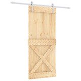 Sliding Door Natural and White 90 x 210 cm Solid Pine Wood 3444966