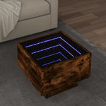 ZNTS Side Table with LED Smoked Oak 40x40x30 cm Engineered Wood 847501