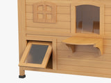 2-story Cat House Outdoor, Weatherproof Wooden Cat Enclosure for Feral Cats with Escape Door, T3398P349857
