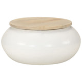 Coffee Table White 51x51x27 cm Solid Wood Mango 352052