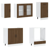 8 Piece Kitchen Cabinet Set Kalmar Brown Oak Engineered Wood 3314798