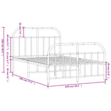 Bed Frame White Powder-Coated Steel Small Double Bed Frame 353699