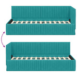 Corner Bed Frame with Headboard Turquoise 90 x 190 cm Velvet 42016264