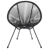 Moon Chair Set of 2 Black Round PVC Rattan Garden Chair Round 312164
