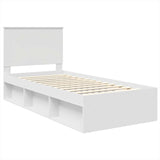 Bed Frame with Headboard White 90 x 190 cm Solid Pine Wood 3411064