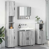 Bathroom Furniture Set Wall-mounted with Door 4 pcs Grey Sonoma 3392969