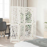 Room Divider 4 Panels White Solid Wood Paulownia 358737