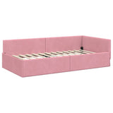 Corner Bed Frame with Headboard Pink 80 cm x 200 cm Velvet 42016064