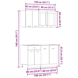 4 Piece Kitchen Cabinet Set Lyon Artisan Oak Engineered Wood 3328574