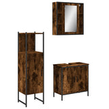 3 Piece Bathroom Cabinet Set Smoked Oak Engineered Wood 3214762