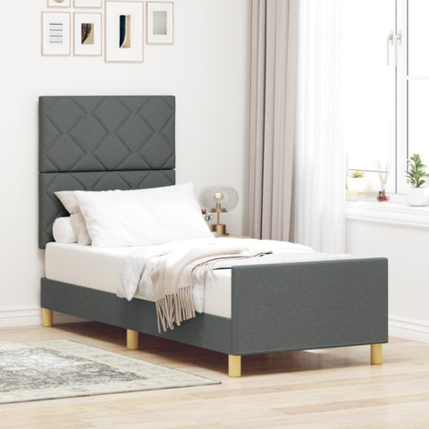 ZNTS Bed Frame Dark Grey 80x200 cm Fabric 3344761