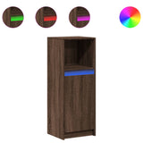 Sideboard with LED Brown Oak 38x34x100 cm Engineered Wood 852172