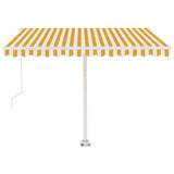 Freestanding Manual Retractable Awning 300x250 cm Yellow/White 3069498
