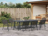 Garden Dining Set 9 pcs Anthracite Powder-coated Steel 3378813