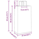 Paper Bags 250 pcs with Handles White 21x11x36 cm 4101841