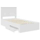 Bed Frame with Headboard White 100 x 200 cm Engineered Wood 3411341