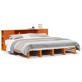 Bookcase Bed without Mattress Wax Brown 200x200 cm Solid Wood 3323889