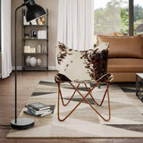 Butterfly Chair Brown and White Real Cowhide Leather 243696