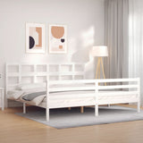 Bed Frame without Mattress White 200x200 cm Solid Wood 3194852