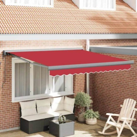 Retractable Awning Manual Red 300 x 250 cm Fabric, Metal 3330156