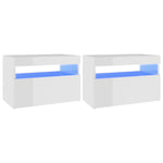 ZNTS Bedside Cabinet & LED Lights 2 pcs High Gloss White 60x35x40 cm 3082787