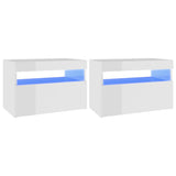 ZNTS Bedside Cabinet & LED Lights 2 pcs High Gloss White 60x35x40 cm 3082787