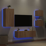 4 Piece TV Wall Cabinets with LED Lights Sonoma Oak 3216883